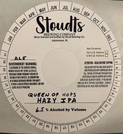 Queen of Hops Hazy IPA — full label as filed with TTB