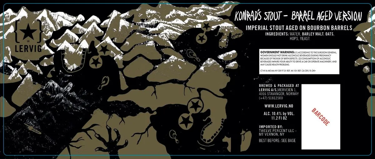 Konrad's Stout - Barrel Aged Version — full label as filed with TTB