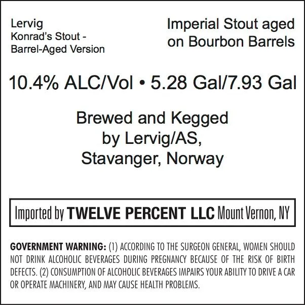 Konrad's Stout - Barrel-Aged Version — full label as filed with TTB
