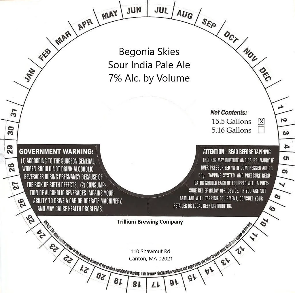 Begonia Skies — full label as filed with TTB