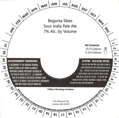 Begonia Skies label
