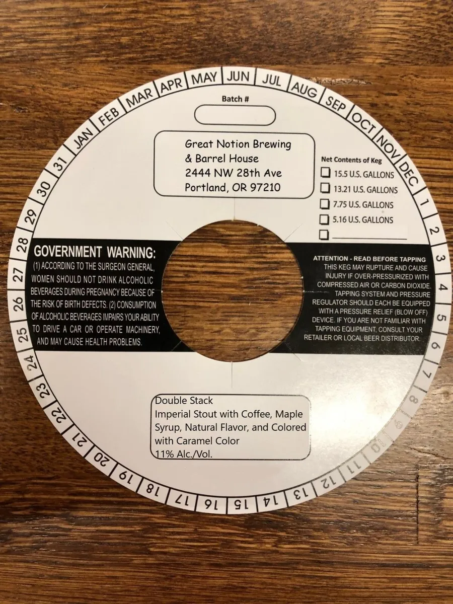 Double Stack — full label as filed with TTB