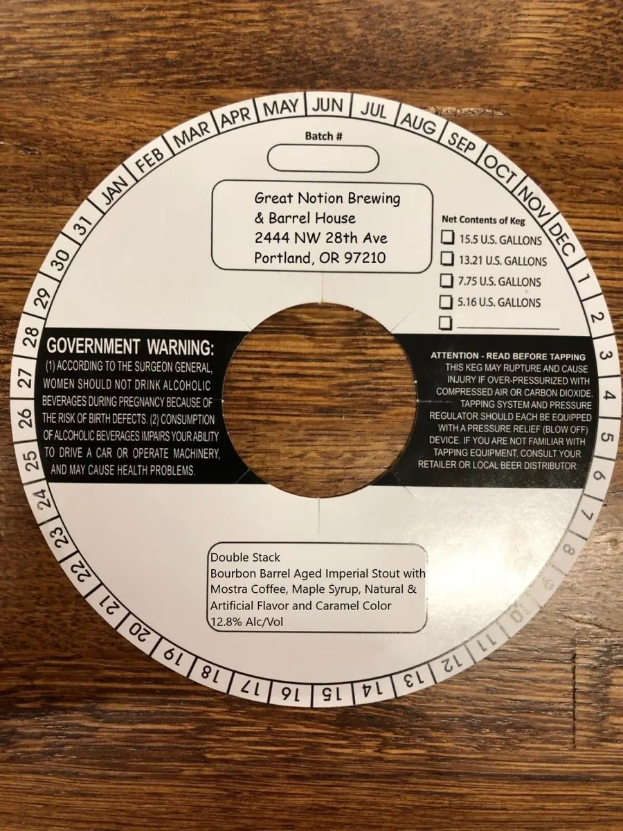 Double Stack — full label as filed with TTB