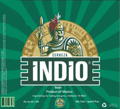 Cerveza Indio label