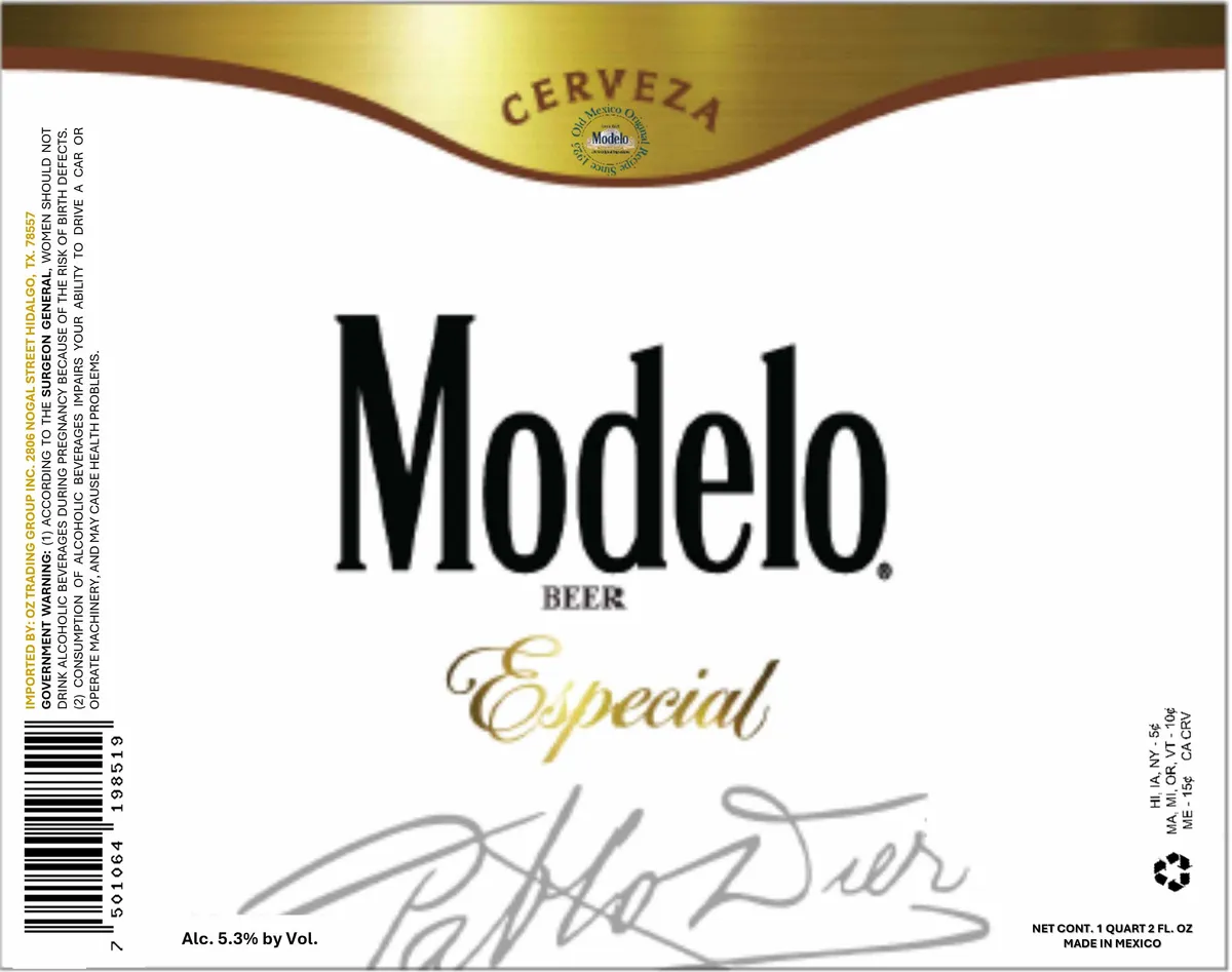 Modelo Especial — full label as filed with TTB