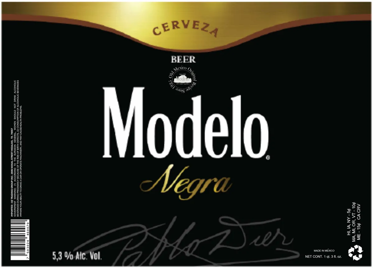 Modelo Negra — full label as filed with TTB