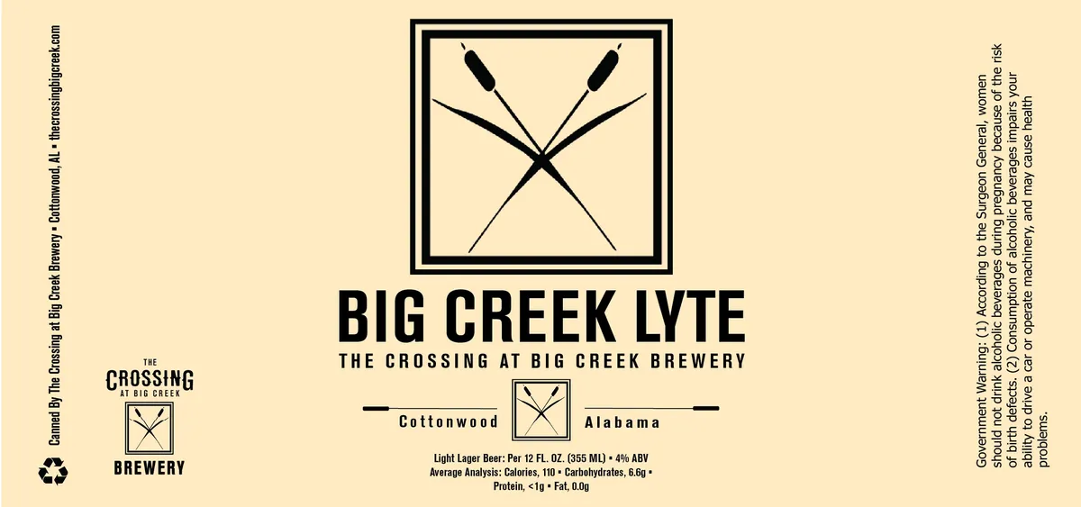 Big Creek Lyte — full label as filed with TTB