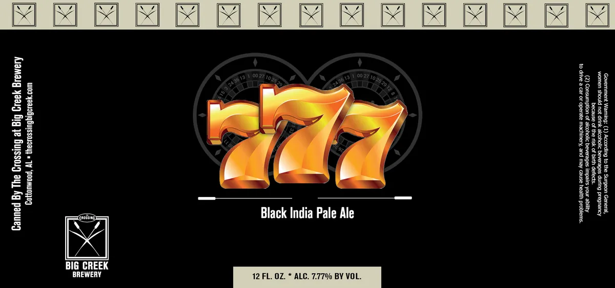 777 Black India Pale Ale — full label as filed with TTB