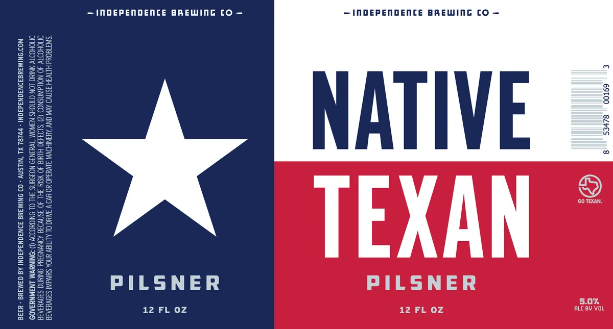 Native Texan Pilsner — full label as filed with TTB