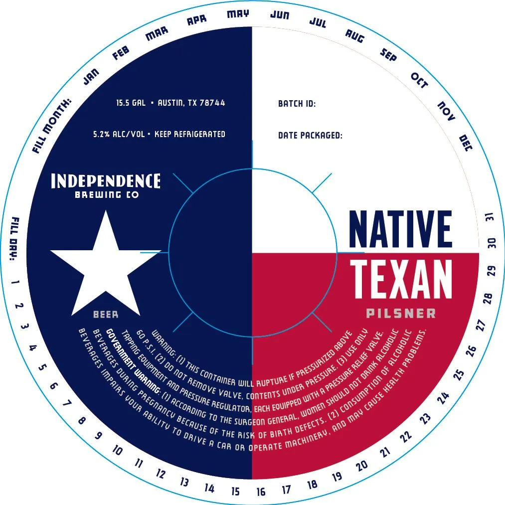 Native Texan Pilsner — full label as filed with TTB