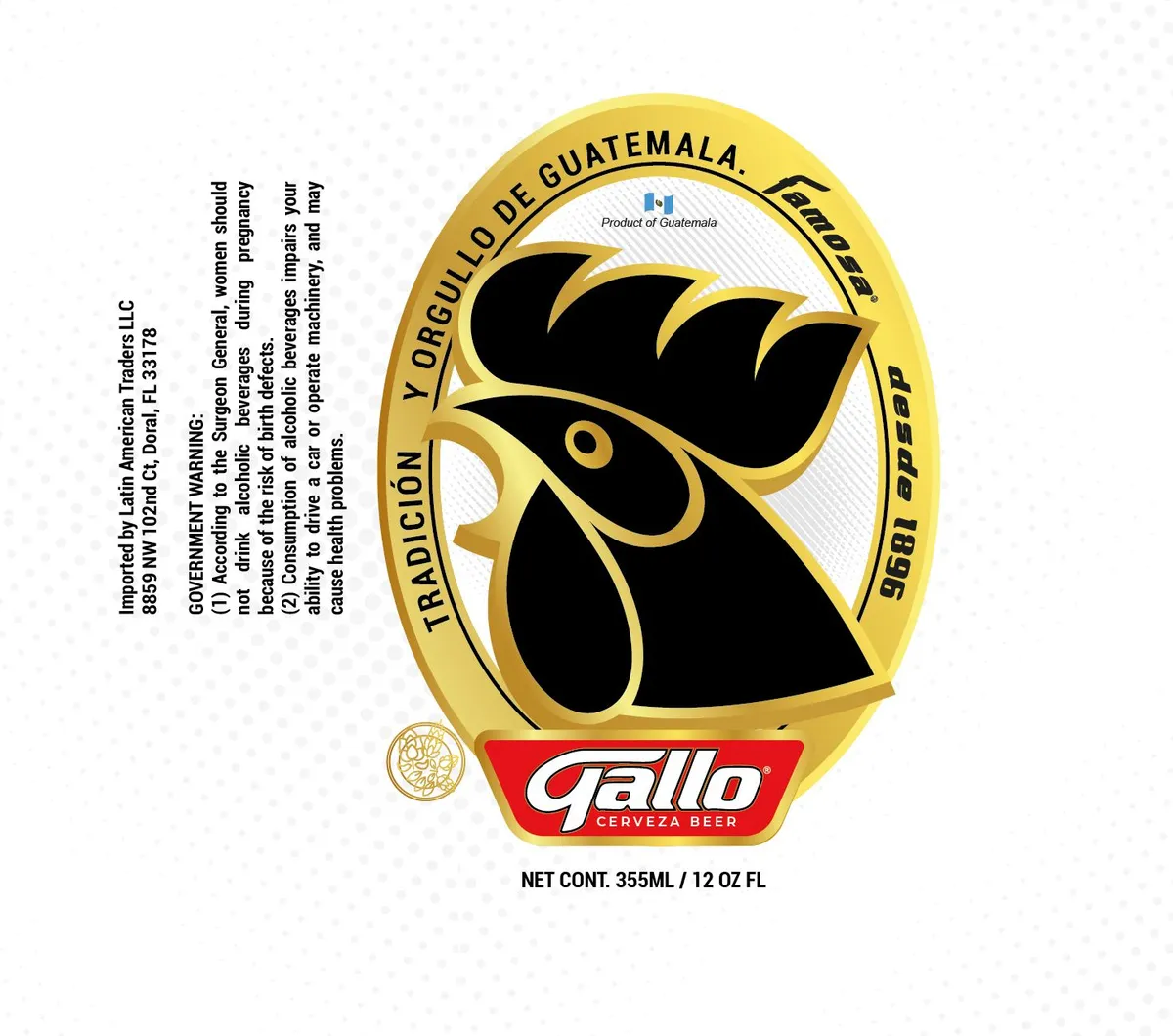 Gallo Cerveza Beer — full label as filed with TTB
