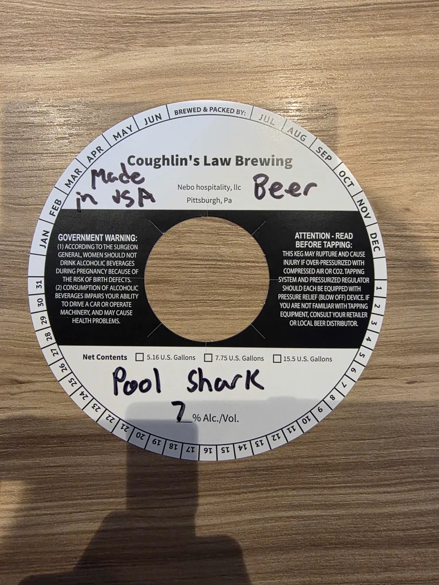 Pool Shark — full label as filed with TTB