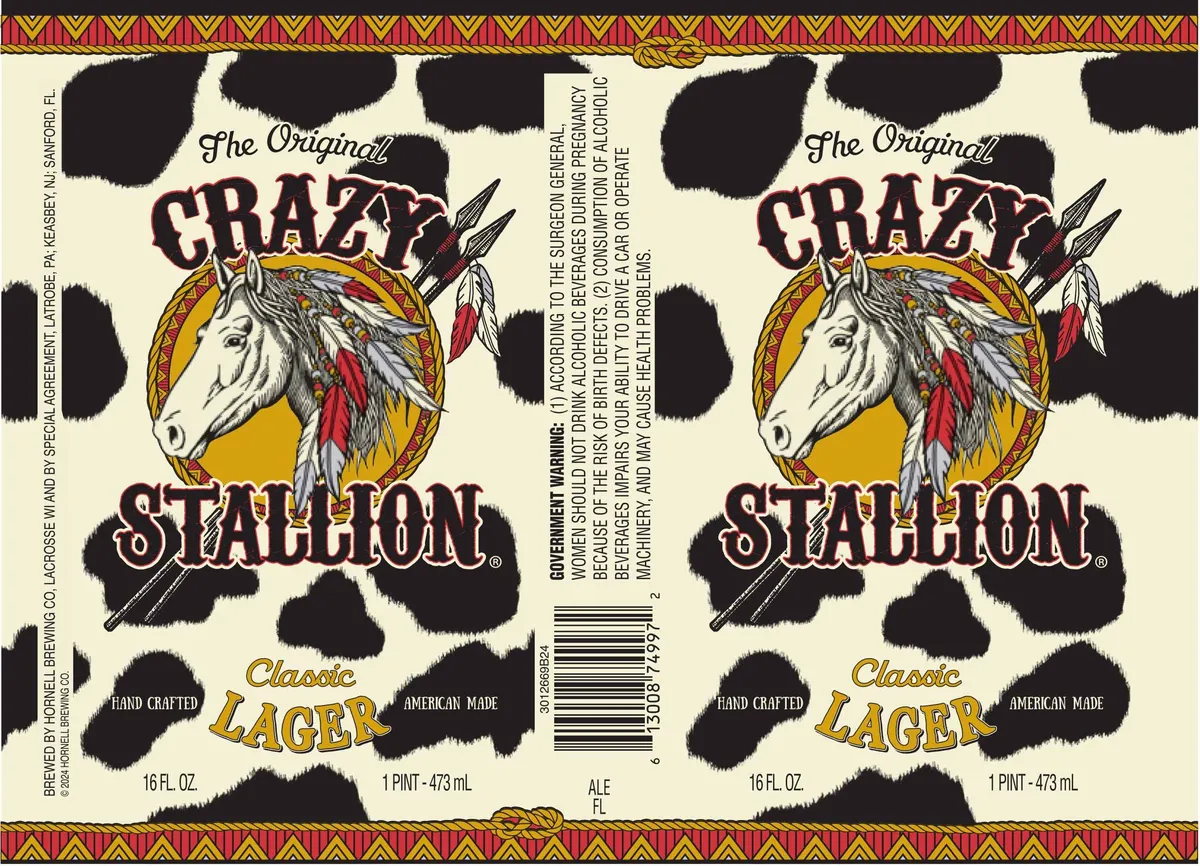 Crazy Stallion Classic Lager label art — CRAZY STALLION
