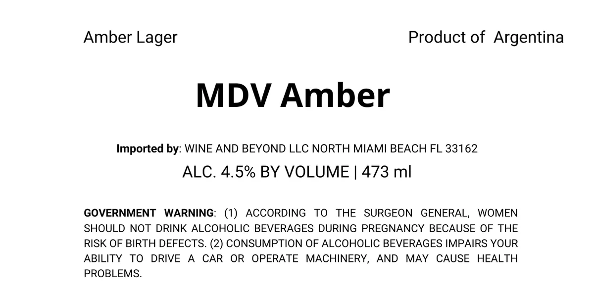 MDV Amber label
