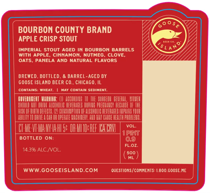 Bourbon County Brand Apple Crisp Stout — full label as filed with TTB