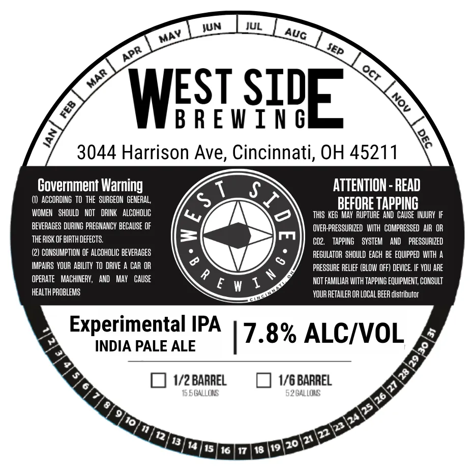 Experimental IPA — full label as filed with TTB