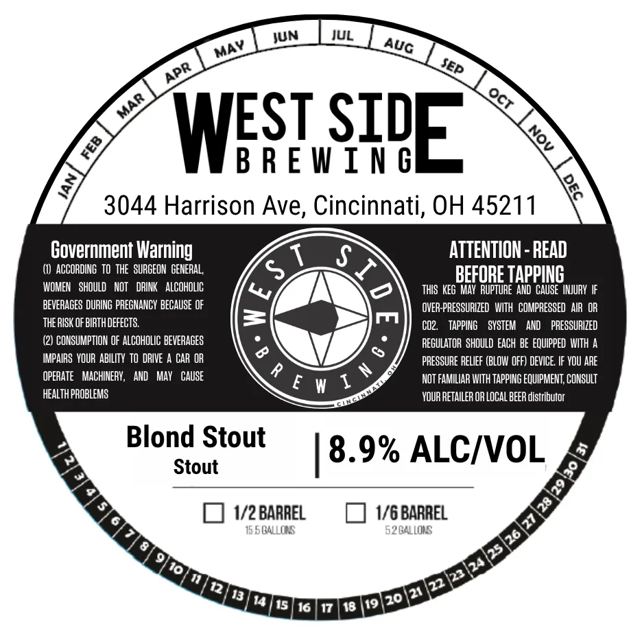 Blond Stout — full label as filed with TTB