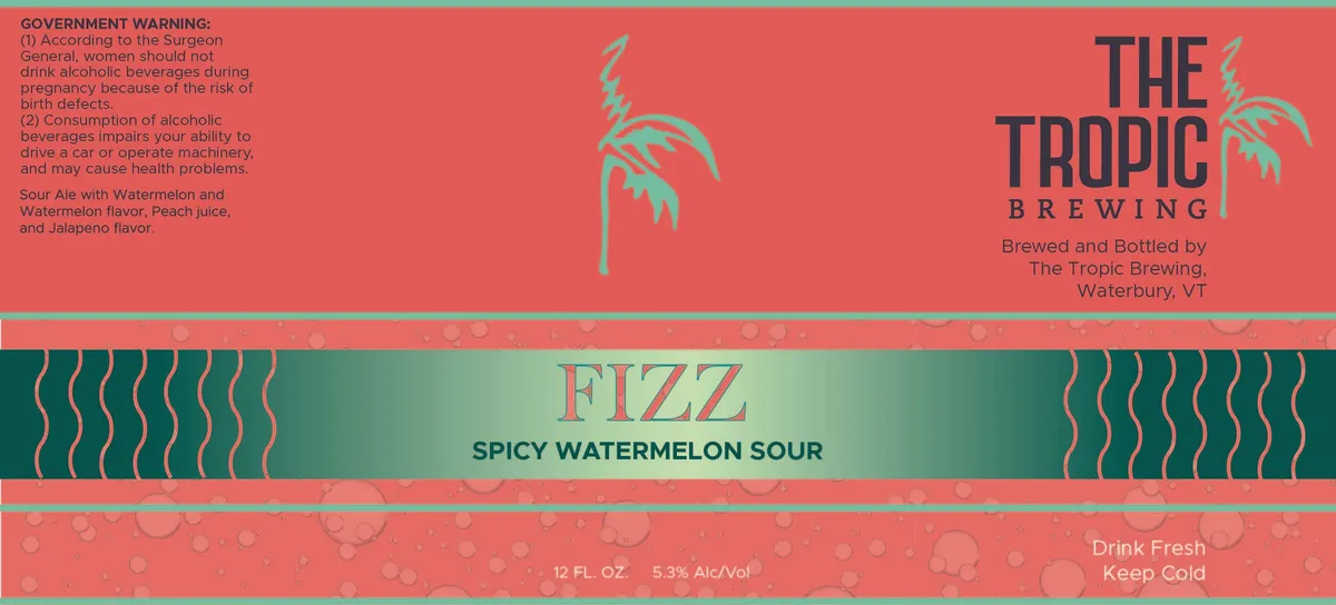 Fizz Spicy Watermelon Sour label art — THE TROPIC BREWING