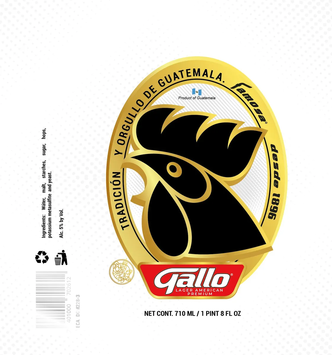Gallo Lager American Premium — full label as filed with TTB