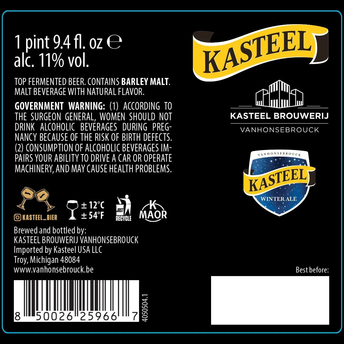 Kasteel Winter Ale label art — KASTEEL
