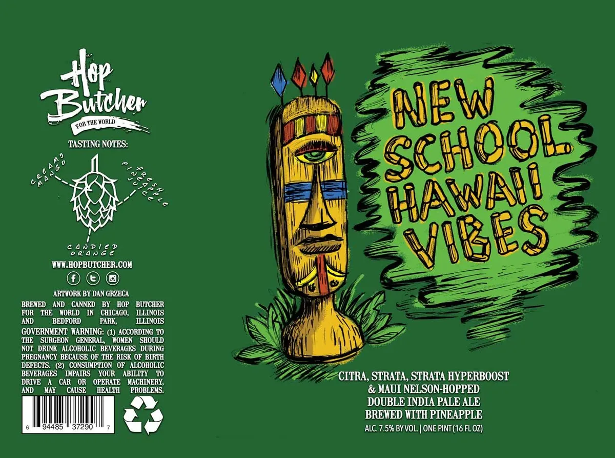 New School Hawaii Vibes label art — HOP BUTCHER FOR THE WORLD