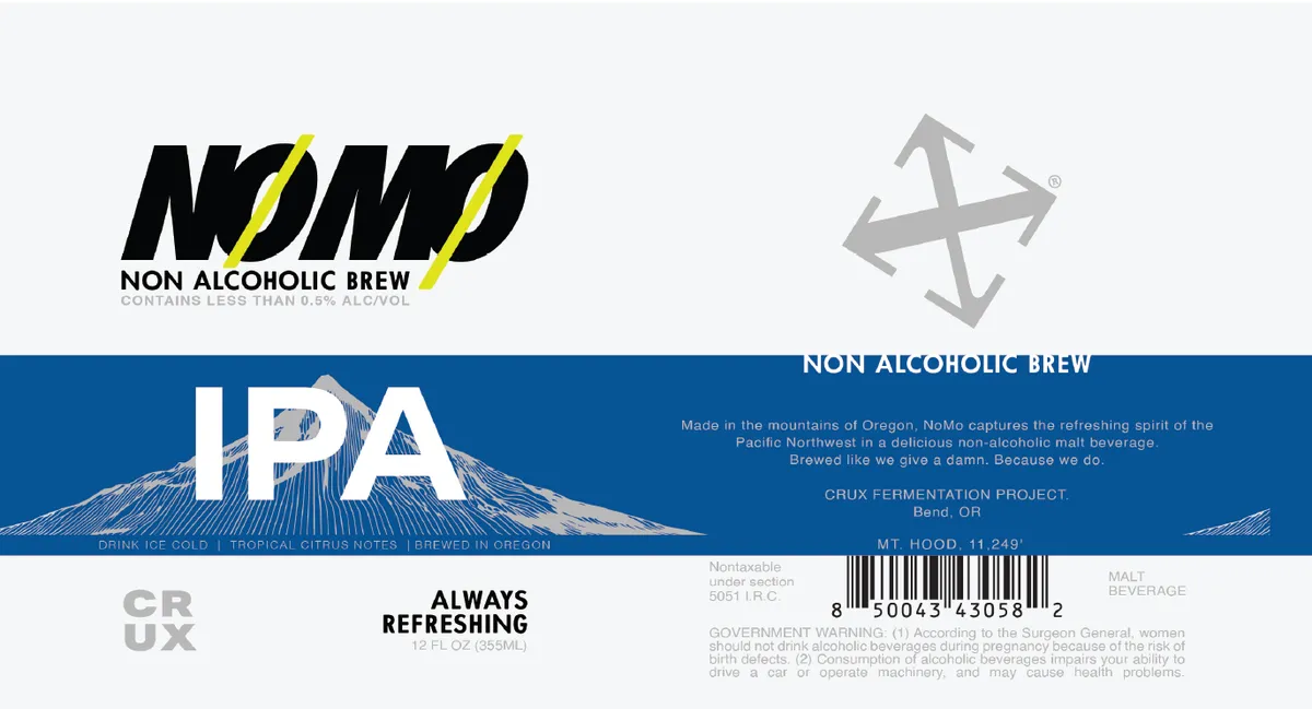 NØMØ IPA label art — CRUX FERMENTATION PROJECT