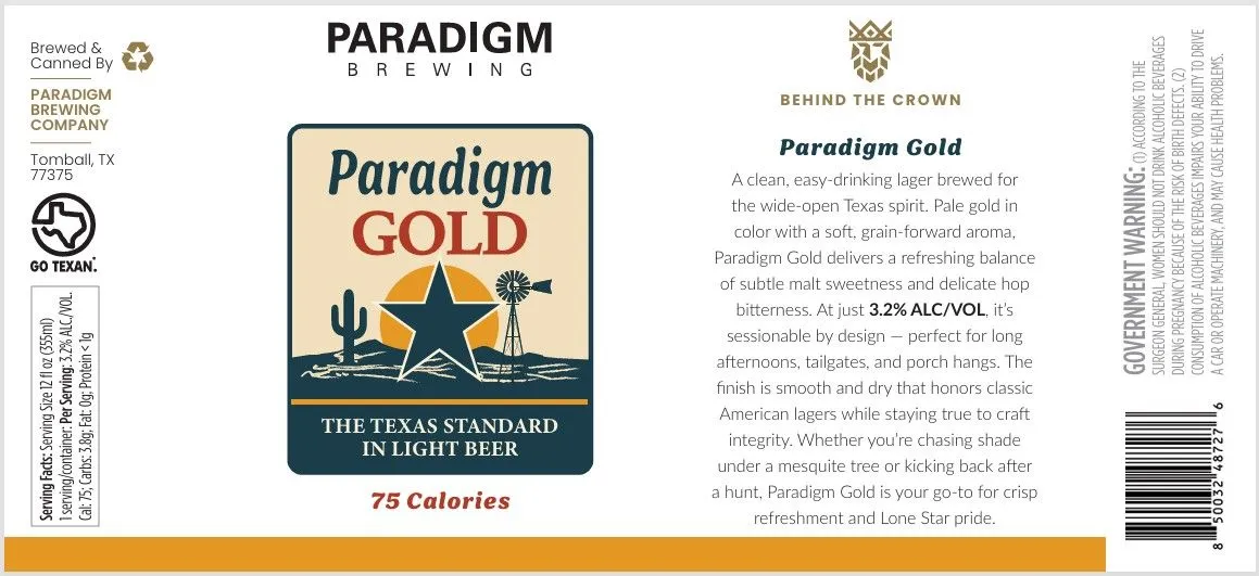 Paradigm Gold — full label as filed with TTB