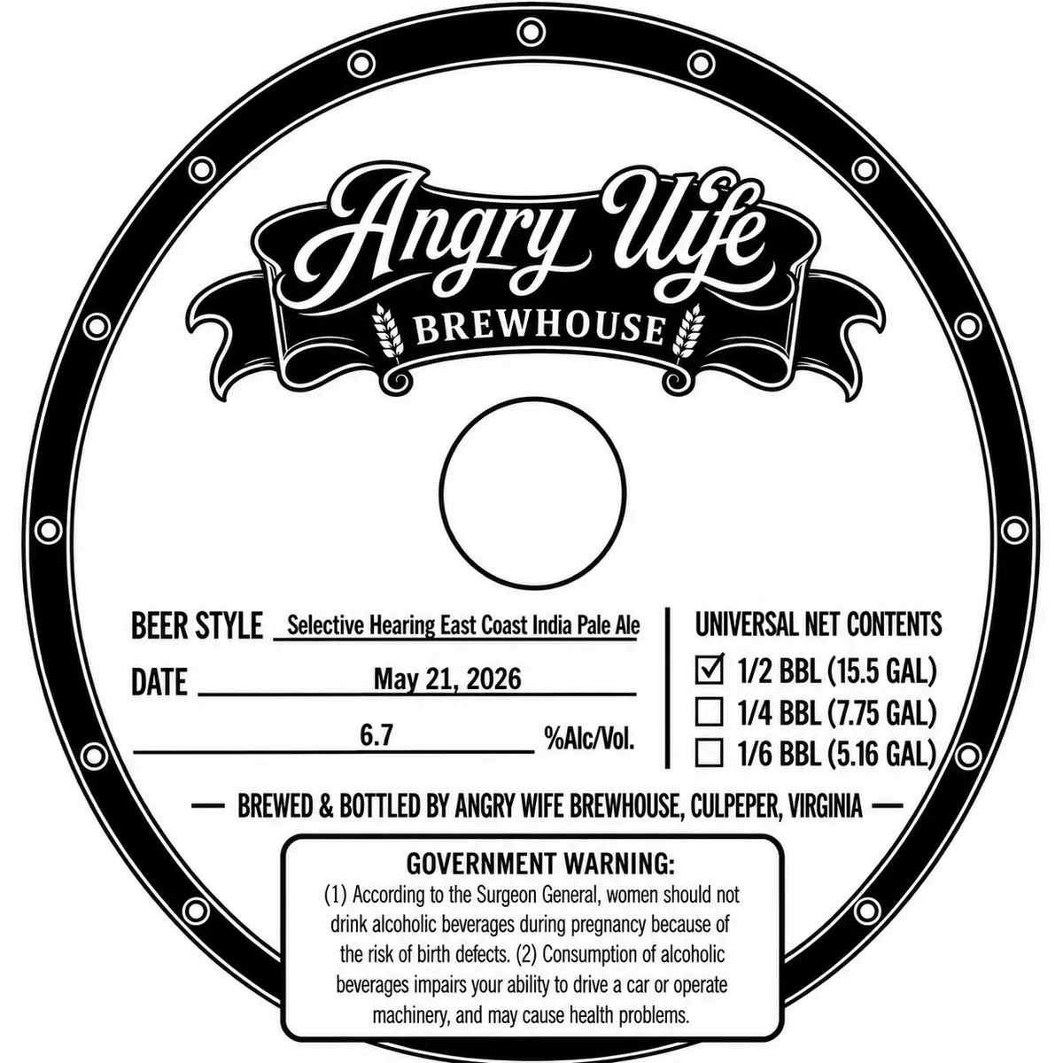 Selective Hearing East Coast IPA — full label as filed with TTB