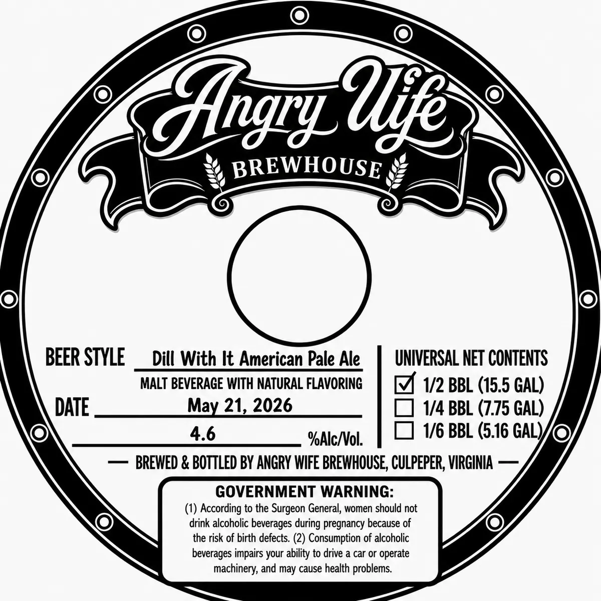 Dill With It American Pale Ale label art — ANGRY WIFE BREWHOUSE