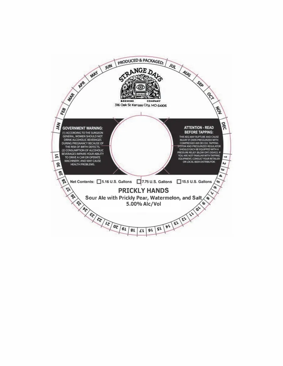 Prickly Hands — full label as filed with TTB