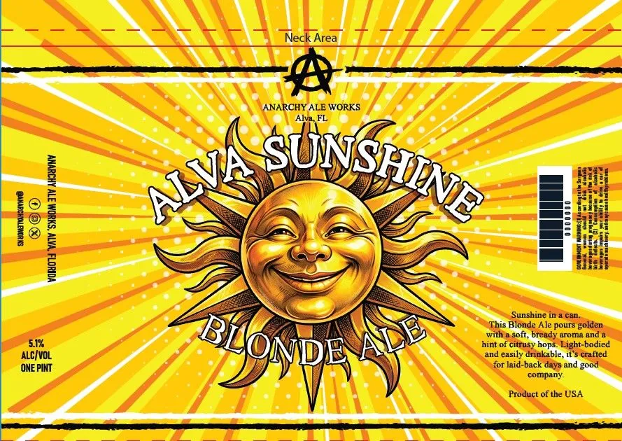 Alva Sunshine Blonde Ale label art — ALVA SUNSHINE