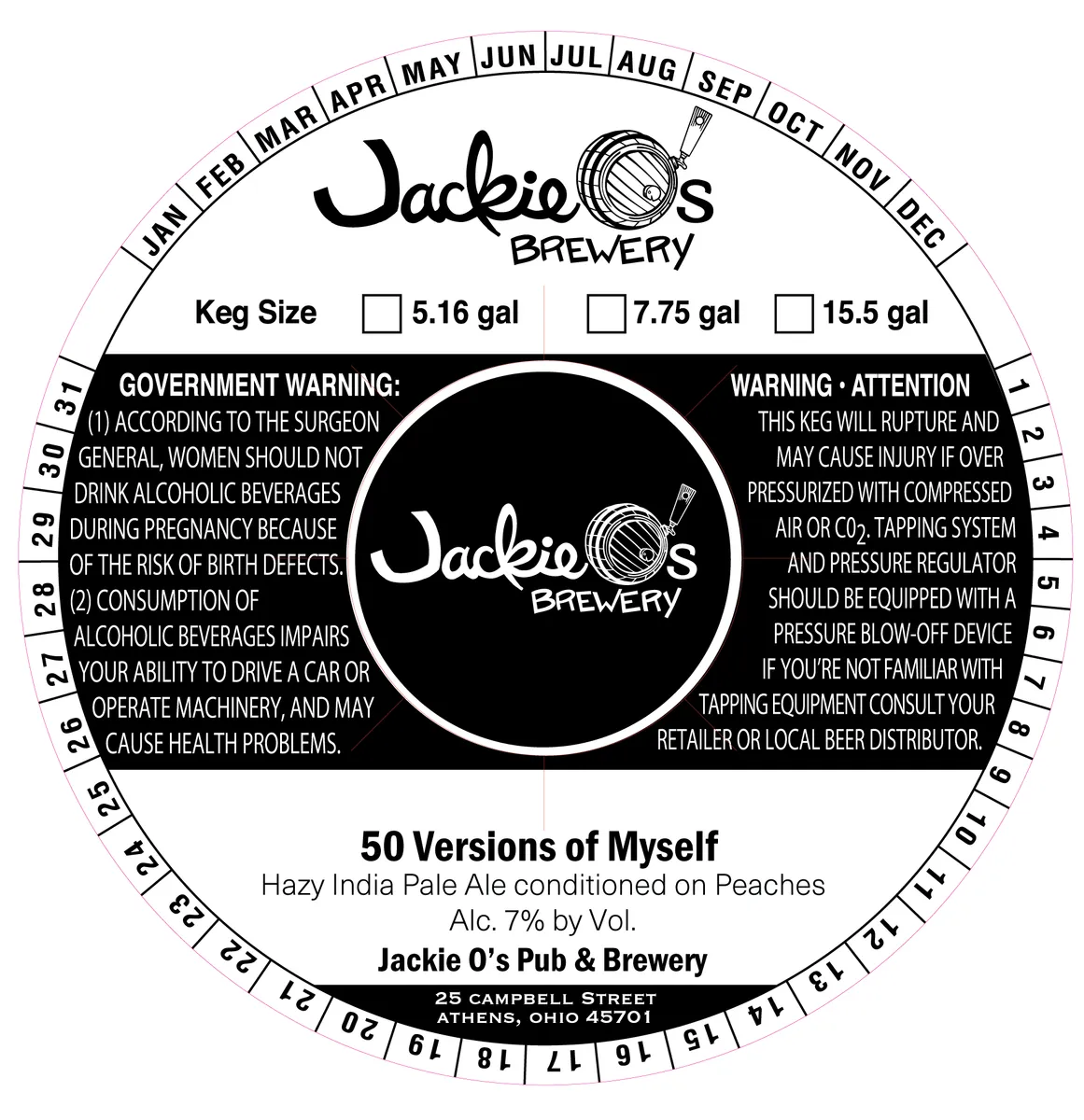50 Versions of Myself — full label as filed with TTB