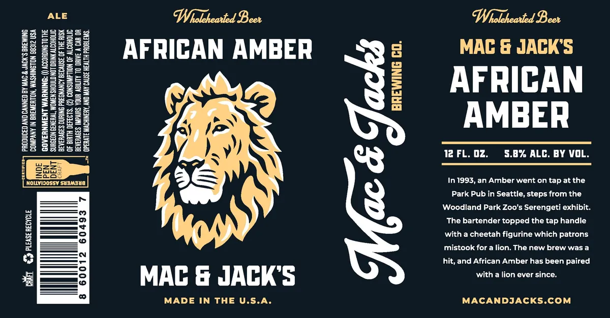 African Amber — full label as filed with TTB
