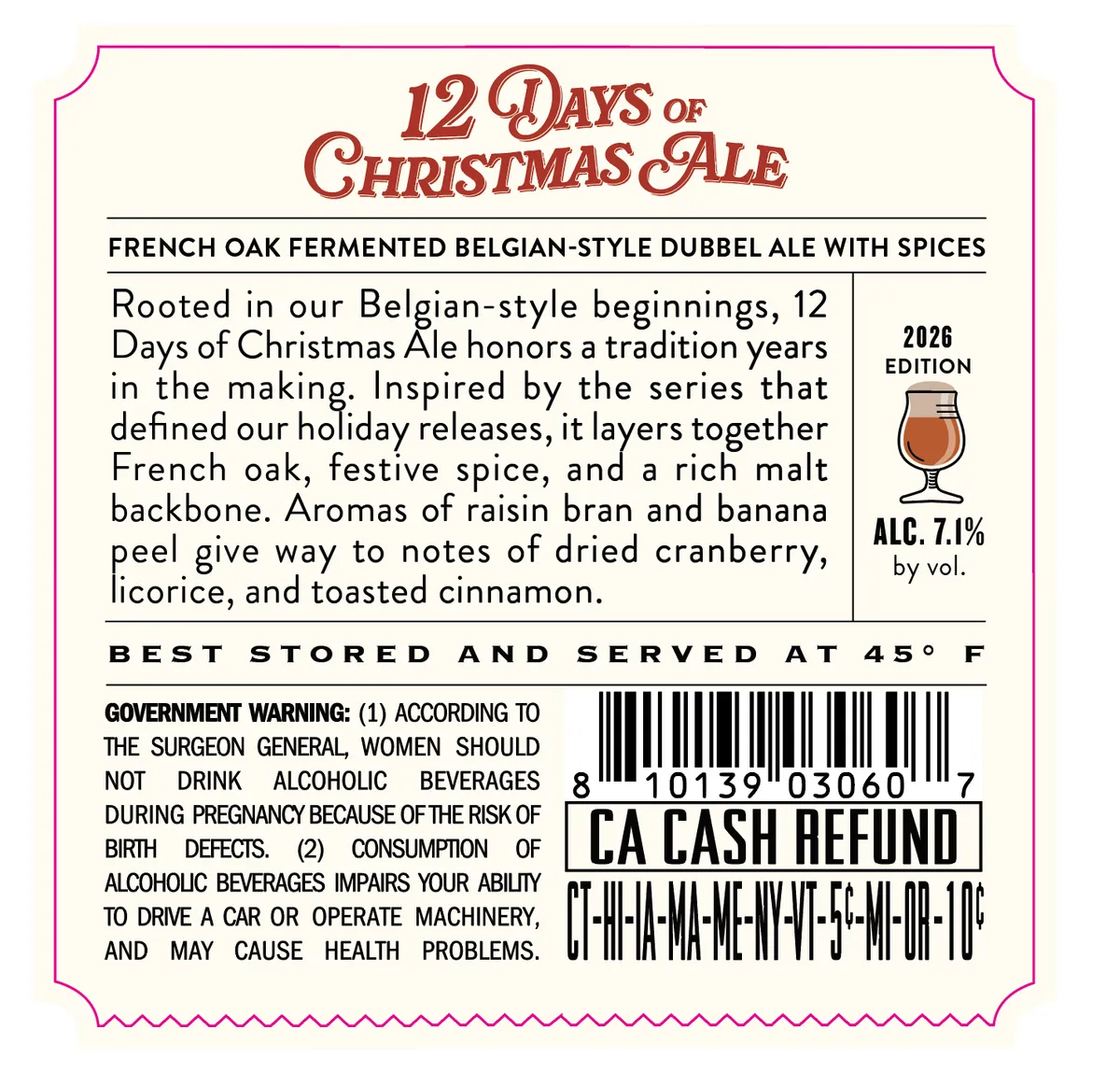 12 Days of Christmas Ale label art — THE BRUERY