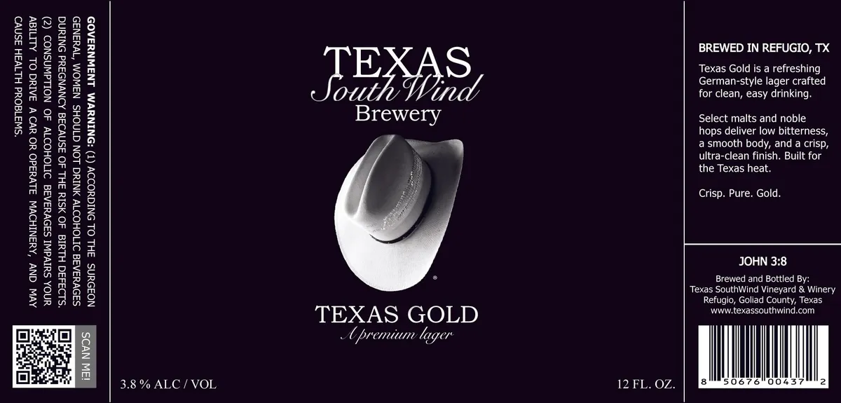 Texas Gold — full label as filed with TTB