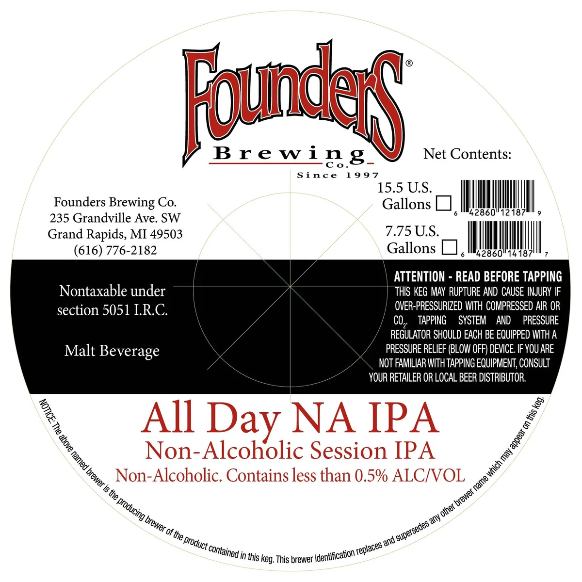 All Day NA IPA — full label as filed with TTB