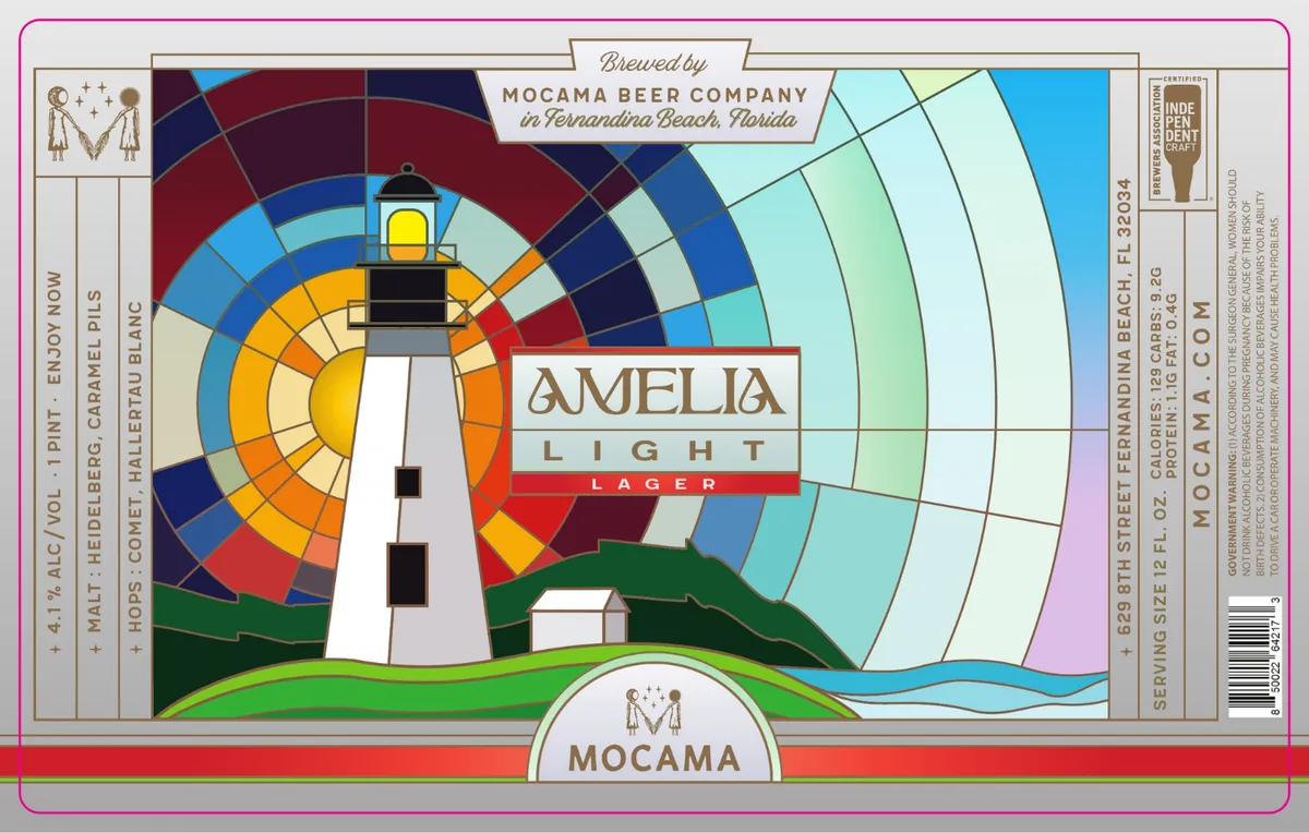 Amelia Light Lager label art — AMELIA LIGHT
