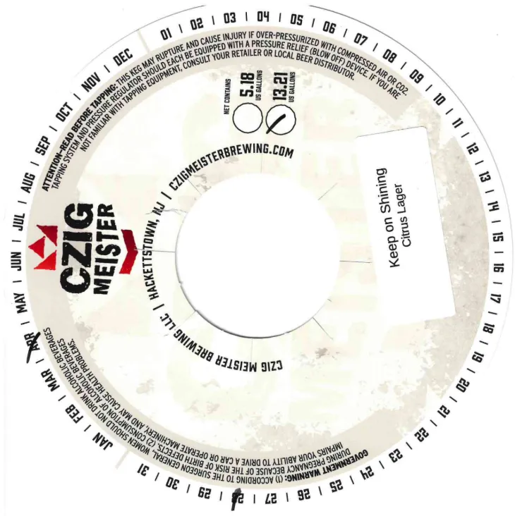 Keep on Shining — full label as filed with TTB