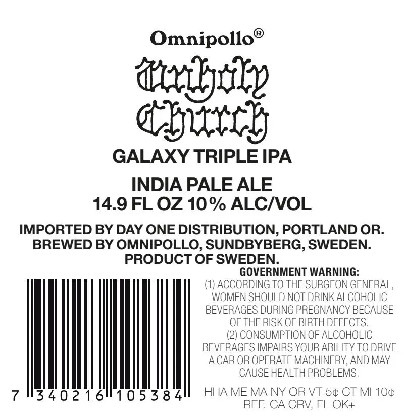 Unholy Church Galaxy Triple IPA — full label as filed with TTB