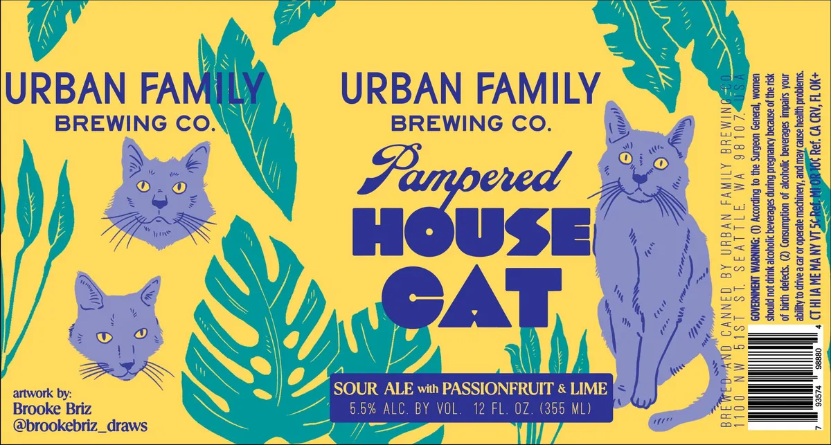Pampered House Cat label art — URBAN FAMILY BREWING CO.