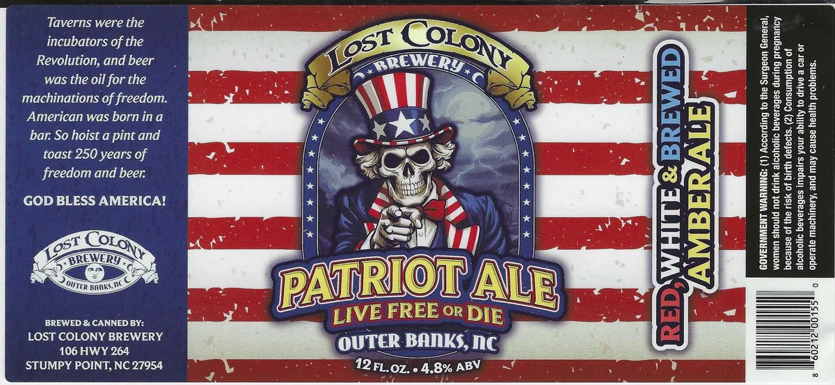 Patriot Ale label art — LOST COLONY BREWERY