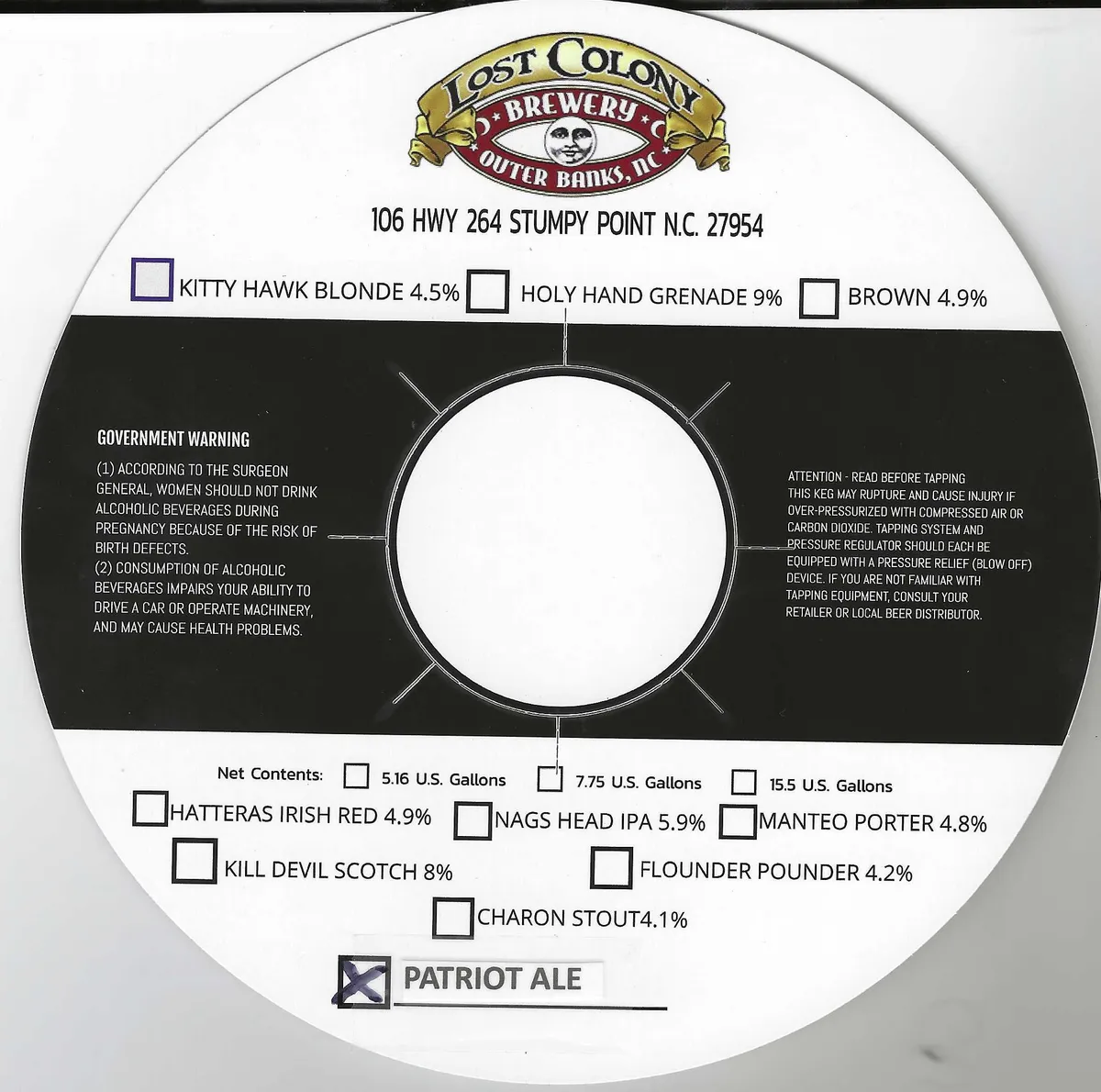 Patriot Ale — full label as filed with TTB