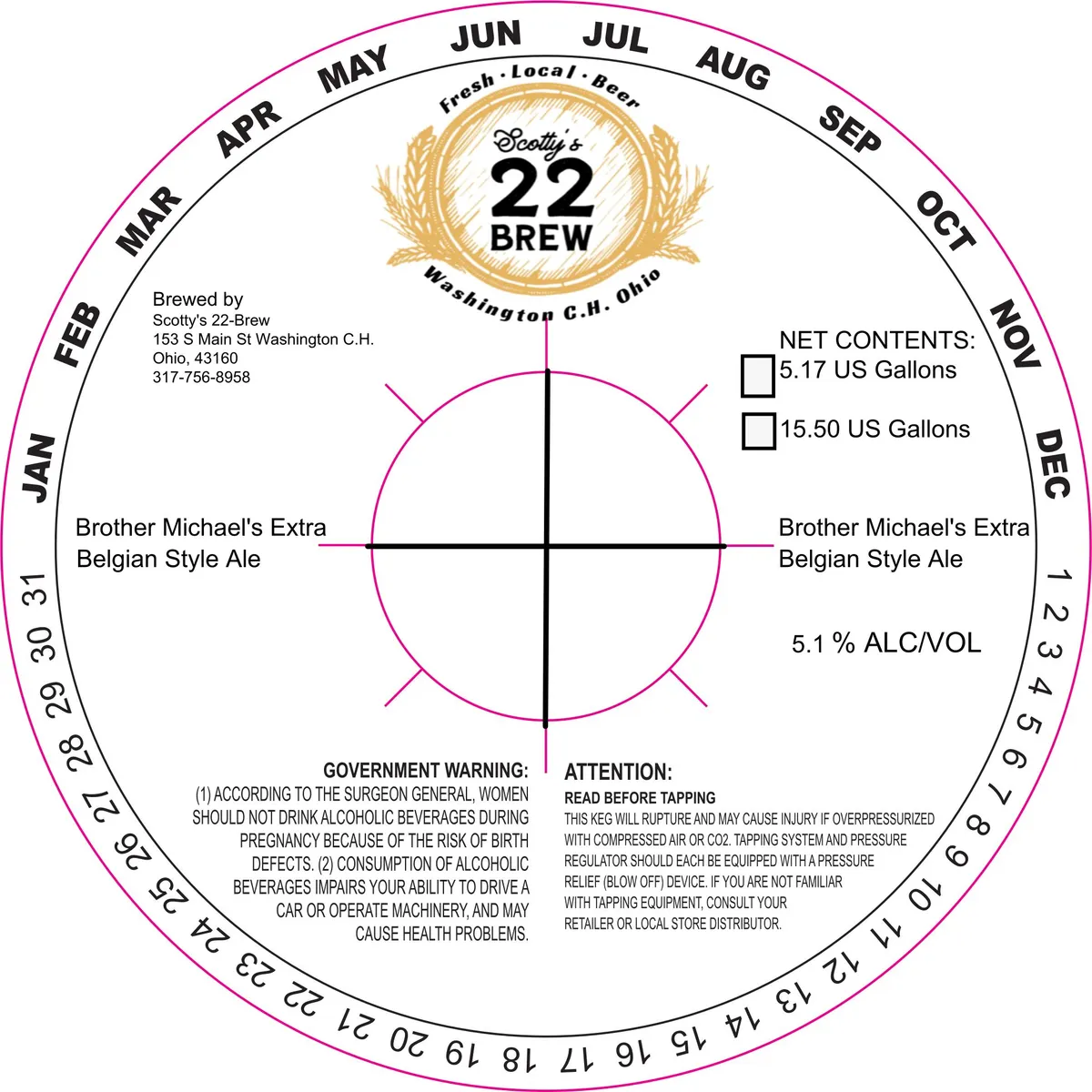 Brother Michael's Extra Belgian Style Ale — full label as filed with TTB