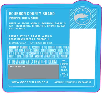 Bourbon County Brand Proprietor's Stout label