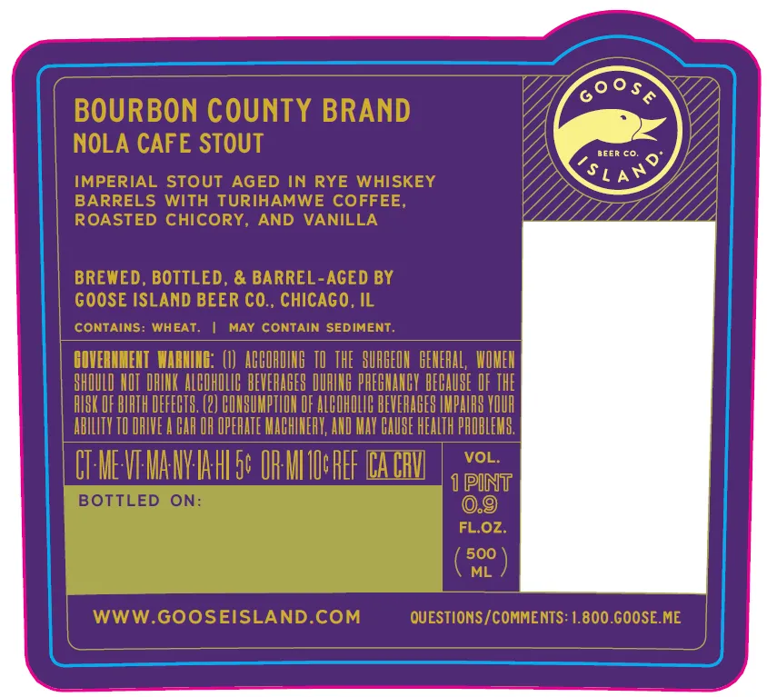 Bourbon County Brand Nola Cafe Stout — full label as filed with TTB
