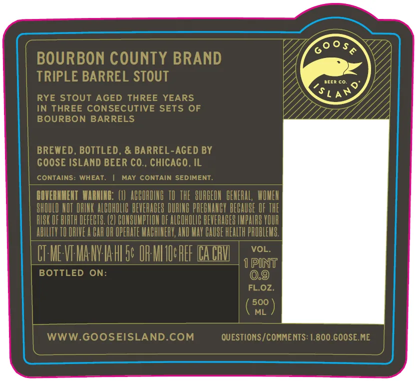 Bourbon County Brand Triple Barrel Stout — full label as filed with TTB