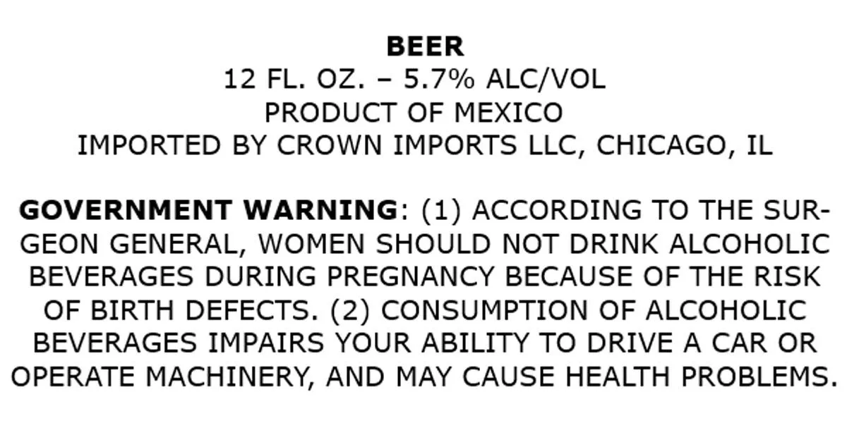 Crown Imports LLC Beer — full label as filed with TTB