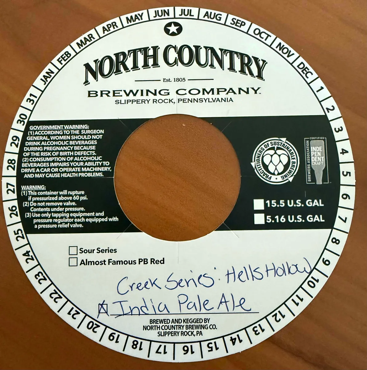 Creek Series: Hells Hollow India Pale Ale — full label as filed with TTB