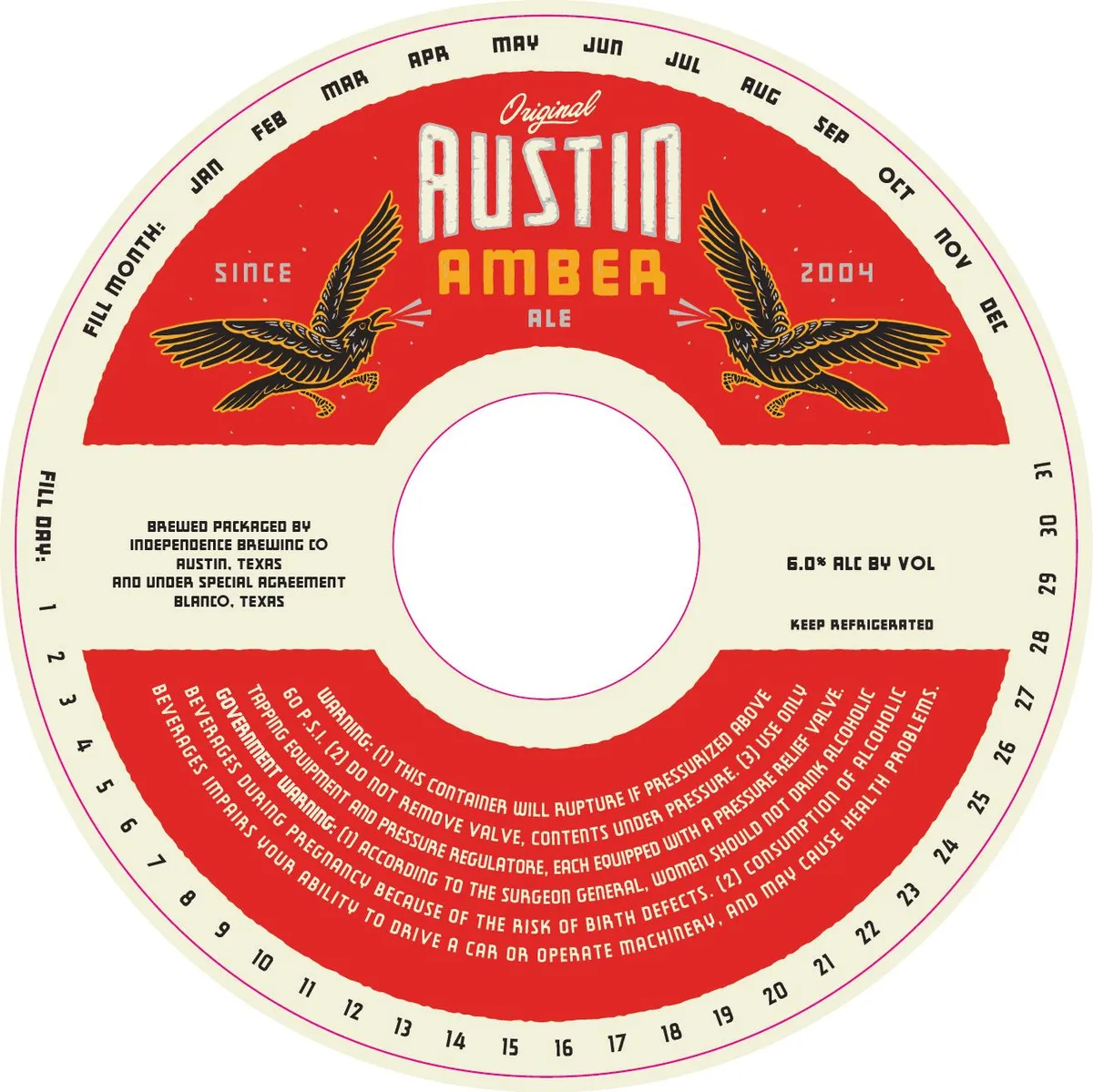 Original Austin Amber Ale label art — AUSTIN AMBER