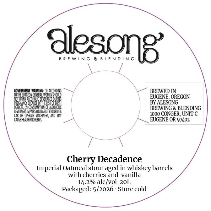 Cherry Decadence — full label as filed with TTB
